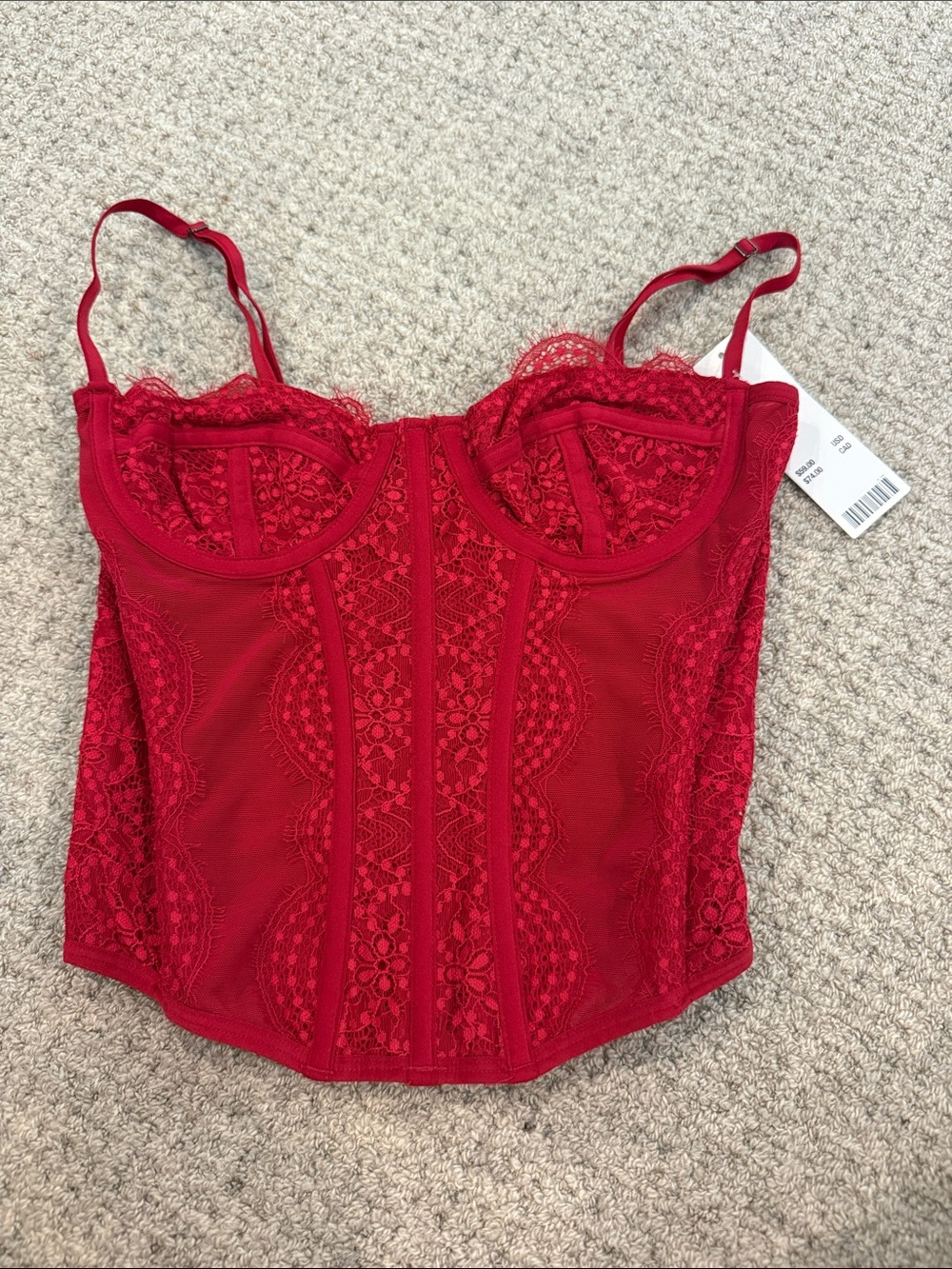 Urban Outfitters Red Lace Corset Top